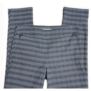 Margaret M Pants Black & White Plaid Slimming Zip Pockets Pull On Career Medium